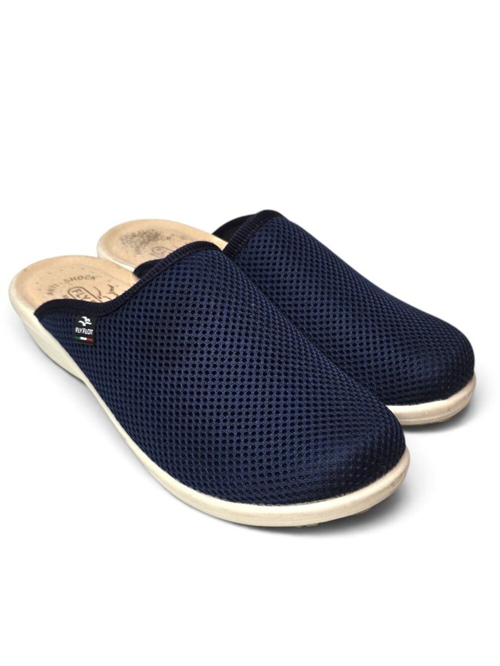 Flyflot Mules Women's Slip On Navy Blue Mesh Rounded Front Anti Shock Everyday 8